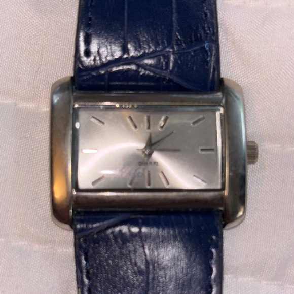 Blue and Silver Dress Watch with Leather Strap - Picture 2 of 3